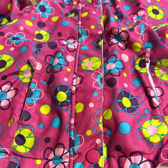 Size 5 Rain Coat Floral Polka Dot Hoodie Jacket Multicolor Pockets Full Zipper - Picture 12 of 13